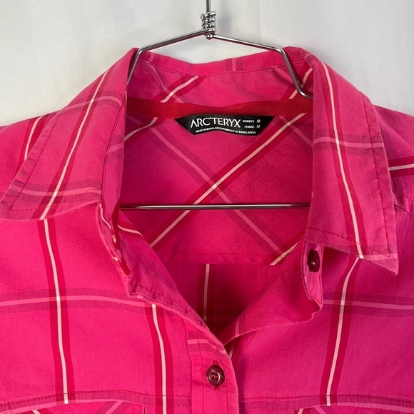 ARC’TERYX  PINK BUTTON DOWN SHIRT PLAID BUTTON DOWN SHIRT COTTON TOP SIZE MEDIUM - Picture 8 of 14